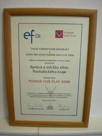 Získali jsme stříbrnou sošku Podnik FAIR PLAY 2008