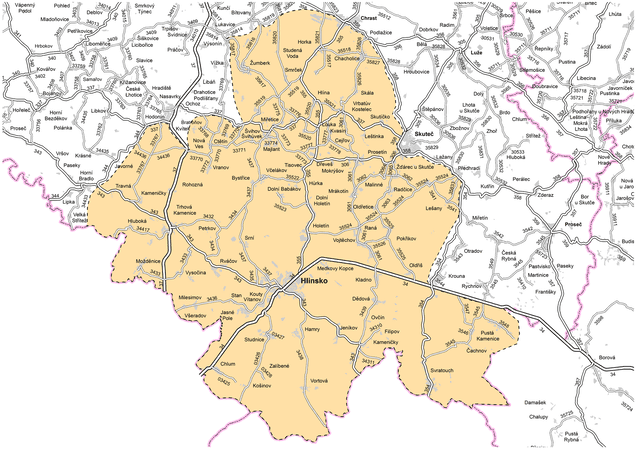 Mapa působnosti cestmistrovství Hlinsko