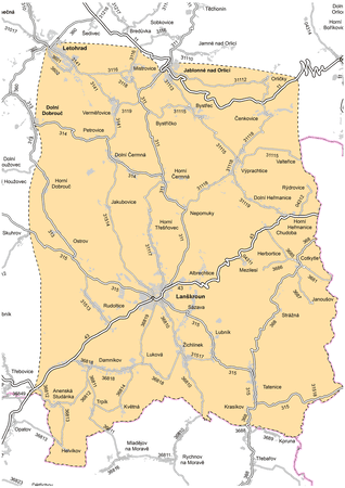 Mapa působnosti cestmistrovství Lanškroun
