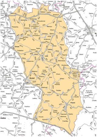 Mapa působnosti cestmistrovství Luže