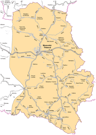 Mapa působnosti cestmistrovství Moravská Třebová
